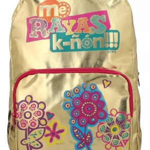 Bulto Chamoy Amiguis dorado, escolar, bolso, mochila