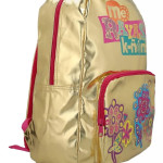 Bulto Chamoy Amiguis dorado, escolar, bolso, mochila