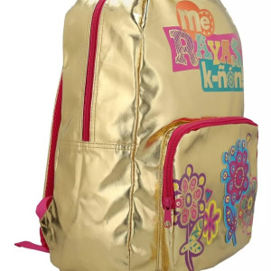 Bulto Chamoy Amiguis dorado, escolar, bolso, mochila