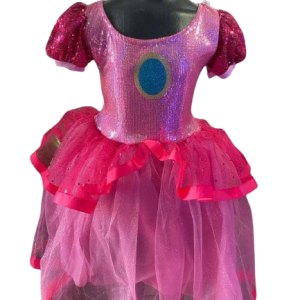 Vestido de Peach para niña con lentejuelas, Mario Bros, cosplay, hallowen, disfraz