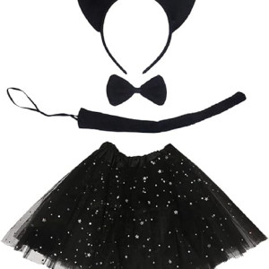 Set de Gato con enagua tutú para niños, cola, orejas, disfraz, animales, granja, halloween