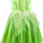 Disfraz de princesa de hadas para niños y niñas, con tirantes delgados, vestido largo verde con alas de mariposa, traje