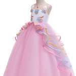 Vestido largo de tul sin mangas para niña, diseño de unicornio, con diadema, disfraz