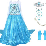 Vestido de princesa Frozen, Elsa, vestido con capa largo