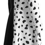 Disfraz de Cruella para niños y niñas, disfraz de cosplay de Deville, falda de lunares negros y blancos, vestido largo rojo para Halloween