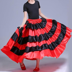 Falda española, color rojo y negro, para el vientre gitano, para baile de ballet de México Flamenco Culturas