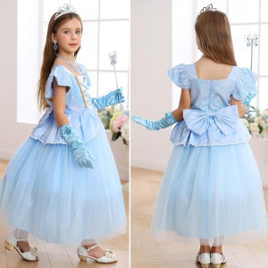 Vestido de Princesa Cenicienta para Niña Disfraz de Tul con Accesorios para Fiesta de Cumpleaños de Carnaval de Halloween