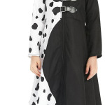 Disfraz de Cruella para niños y niñas, disfraz de cosplay de Deville, falda de lunares negros y blancos, vestido largo rojo para Halloween