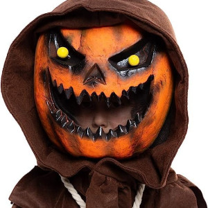 Disfraz con máscara de Halloween para niños con cabeza de espantapájaros, calabaza