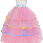 Vestido largo de tul sin mangas para niña, diseño de unicornio, con diadema, disfraz