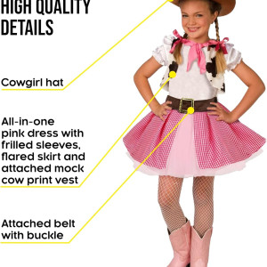 Disfraz de vaquera rosa Morph para niñas, disfraces de Halloween de vaquera para niñas