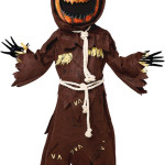 Disfraz con máscara de Halloween para niños con cabeza de espantapájaros, calabaza