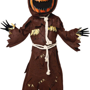 Disfraz con máscara de Halloween para niños con cabeza de espantapájaros, calabaza