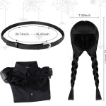 Disfraz de Merlina Addams con Peluca,  para niñas - Wednesday, Halloween