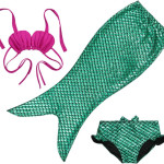Traje de baño de sirena con cola de sirena para niña, 3 piezas Dressy Daisy