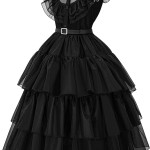 Disfraz de Merlina Addams con Peluca,  para niñas - Wednesday, Halloween
