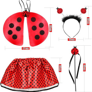 Disfraz de mariquita para niñas, falda de tutú, accesorios, animalitos