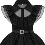 Disfraz de Merlina Addams con Peluca,  para niñas - Wednesday, Halloween