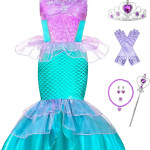 Disfraz de sirena para niñas, vestido de sirena para Halloween, cumpleaños, princesa, sirenita