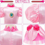 Disfraz vestido de princesa melocotón, 1 corona dorada brillante, peach, mario bross