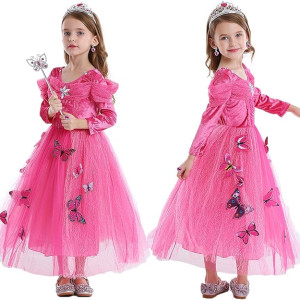 Disfraz de princesa para niñas, de manga larga, disfraz de fiesta de Halloween Princesa Aurora