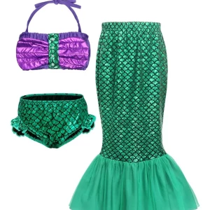 Disfraz vestido de princesa sirena para niñas pequeñas, halloween, cumpleaños
