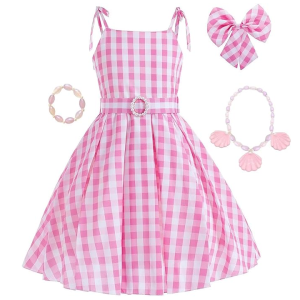 Disfraz rosa para niñas, Disfraz Barbie con accesorios, pelicula Barbie