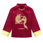 Traje tradicional chino bordado de dragón Kung Fu para niños, cultura china