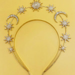 Tiara de luna y estrellas, pedrería, realeza, corona, Halloween, disfraz, cuentos