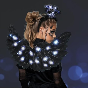 Alas de Ángel, alas negras, LED, halloween, disfraz