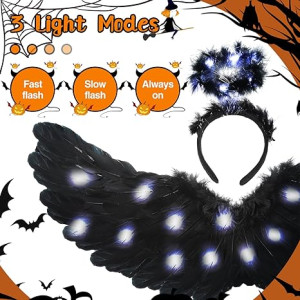 Alas de Ángel, alas negras, LED, halloween, disfraz