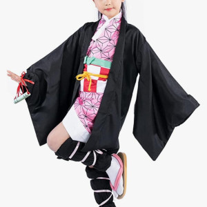 Traje De Cosplay De Nezuko Anime Japonés Para Niñas, Conjunto De Uniforme De Kimono Para Niños
