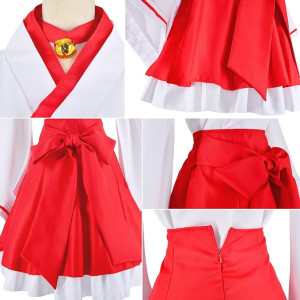 Disfraz de zorro kimono japonés rojo y blanco con calcetines
