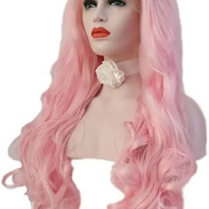 Peluca rosada clara larga. disfraz, cosplay, halloween