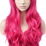 Peluca fucsia larga ondulada, disfraz, cosplay, halloween