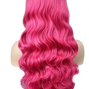 Peluca fucsia larga ondulada, disfraz, cosplay, halloween