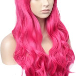 Peluca fucsia larga ondulada, disfraz, cosplay, halloween