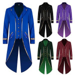 Chaqueta estilo steampunk vintage para hombre, vampiro, disfraz gótico victoriano de Halloween