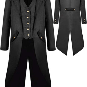Chaqueta de esmoquin medieval, estilo steampunk, vintage, gótico, victoriano, renacentista, disfraz
