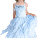 Vestido de tutú de princesa cisne con flecos de plumas para niñas, hada, cuentos, fantasía, disfraz