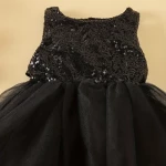 Vestido de princesa sin mangas de malla de lentejuelas, elegantes para niñas, bebés, ropa para fiesta
