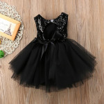 Vestido de princesa sin mangas de malla de lentejuelas, elegantes para niñas, bebés, ropa para fiesta