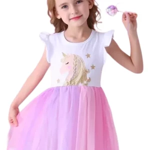 Vestido De Unicornio Disfraz Para Niña Tul Colores Lol