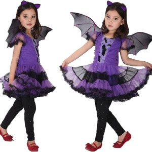 Vestido Murcielago Disfraz Niña Halloween
