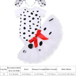 Mameluco con estampado de huellas de patas, falda tutú + diadema de orejas de perro, disfraz de Halloween Dalmata