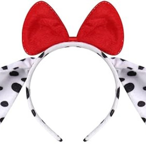 Mameluco con estampado de huellas de patas, falda tutú + diadema de orejas de perro, disfraz de Halloween Dalmata
