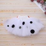Mameluco con estampado de huellas de patas, falda tutú + diadema de orejas de perro, disfraz de Halloween Dalmata