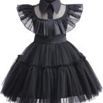Vestido de fiesta para niñas pequeñas Merlina Addams, Wednesday