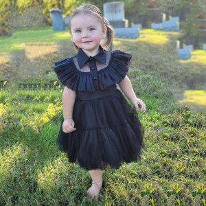 Vestido de fiesta para niñas pequeñas Merlina Addams, Wednesday
