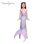 Traje de baño de Sirena tres piezas, niñas, cumpleaños, cola de sirena